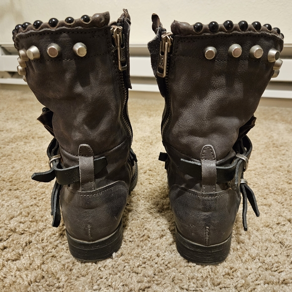 A.S 98 Vianne Studded Gray Leather Boots - Picture 3 of 10